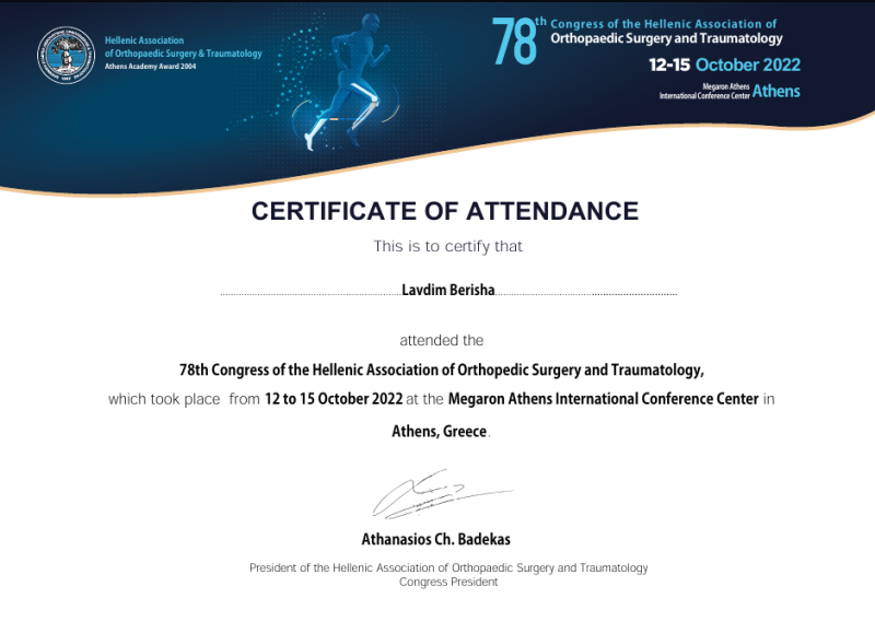 78th Congress of Hellenic Association of Orthopedic Surgery and Traumatology